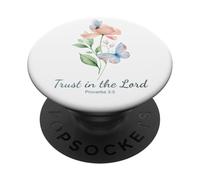 Proverbs 3:5 Trust in the LORD - Women Girls Floral (White) PopSockets Adhesive PopGrip
