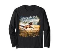 Proverbs 3:5 Trust in The Lord - Women Girls Horse Verse Long Sleeve T-Shirt