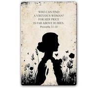 Proverbs 31:10 Metal Tin Sign Bible Quotes Wall Art Scripture Wall Art For Men Decor Bathroom Modern Home Decorations Prints Photo Rectangular Artwork For Bedroom Metal Tin Sign 6x8 Inch