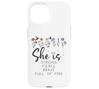 Proverbs 31 She is Strong Fierce Brave Full Fire Christian Case for iPhone 15