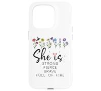 Proverbs 31 She is Strong Fierce Brave Full Fire Christian Case for iPhone 15 Pro