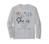 Proverbs 31 She is Strong Fierce Brave Full Fire Christian Long Sleeve T-Shirt