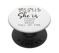 Proverbs 31 She is Strong Fierce Brave Full Fire Christian PopSockets Adhesive PopGrip