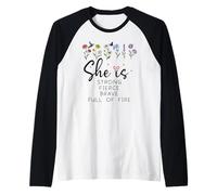 Proverbs 31 She is Strong Fierce Brave Full Fire Christian Raglan Baseball Tee