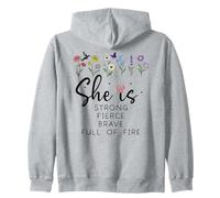 Proverbs 31 She is Strong Fierce Brave Full Fire Christian Zip Hoodie