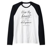 Proverbs 4:23 Keep Thy Heart with All Diligence Bible Verse Raglan Baseball Tee
