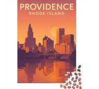 Providence Rhode Island - Modern Sunset Trave Jigsaw Puzzle, 1000 Piece