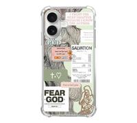 Provilimony God with You Collage Phone Case Compatible with iPhone 16,Fear God Case for Man Women Teen,Unique Soft TPU Bumper Case Cover