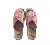 PROVIMIR Ladies House Slippers Bamboo Tatami Linen Clogs Mules Closed Toe Soft Sole Non Slip Garden Shoes Casual Slip On Sandals for Beach Travel Summer Indoor Outdoor Hot Pink