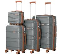 PROVITERA Set of 3 + 1 Hard Coated Suitcases in Ultra Resistant Polypropylene, Trolley and Beauty Case with Telescopic Handle and Combination Closure, Aerodynamic Design Suitcase, Grey, Contemporary