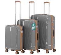 PROVITERA Set of 3 Hard ABS Suitcases 90L - 59L -38L with Silent Wheels Easy Roll 360° Swivel, Ultralight Suitcase with Reinforced Combination Lock, Ergonomic Telescopic Handle, Grey, Classic