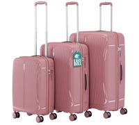 PROVITERA Set of 3 Hard ABS Suitcases 90L - 59L -38L with Silent Wheels Easy Roll 360° Swivel, Ultralight Suitcase with Reinforced Combination Lock, Ergonomic Telescopic Handle, Pink, Classic