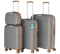 PROVITERA Set of 4 Hard Suitcases with Ultra Shock Resistant Polypropylene Beauty Case, Telescopic Handle Trolley and Easy Roll Wheels, Reinforced Code Lock and Modern Design, Grey, 78 × 52,5 × 29,5