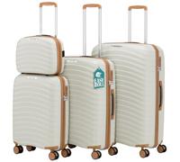PROVITERA Set of 4 Hard Suitcases with Ultra Shock Resistant Polypropylene Beauty Case, Telescopic Handle Trolley and Easy Roll Wheels, Reinforced Code Lock and Modern Design, Pearl White, 78 cm x
