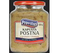 Provitus Traditional Polish Sauerkraut with Mushrooms and Plums, Kapusta Postna, 660g Glass Jar
