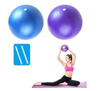 PROVO 2 Pack Soft Pilates Ball, Core Balance Small Anti Burst Exercise Ball 23cm / 9 Inch with Inflatable Straw, for Pilates, Yoga, Core Training and Physical Therapy Home, Gym, Office, Blue&Purple