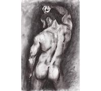 Provocative Male Nude Lined Notebook - 120 Pages, 5.5" x 8.5" | Charcoal Art Cover