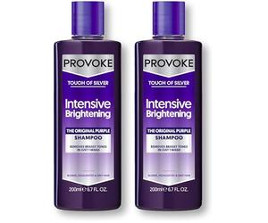 PROVOKE Touch Of Silver Brightening Purple Shampoo 200 ml, Neutralises Yellow and Orange tones, Formulated with Violet and Blue Pigments (Pack of 2)