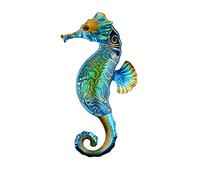 PROW® Dream Blue Seahorse Glass Metal Wall Hanging Decorations Home Indoor Garden Iron Wall Decorative Glass Animal Ornaments