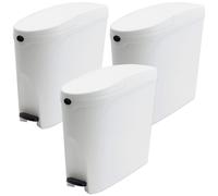 ProWashroom Sanitary Bin 20L x3 White - Slimline Washrooms Toilets Hygienic Disposal Pedal Bins