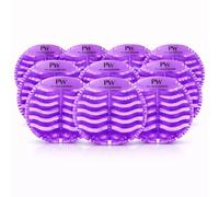 PROWASHROOM Urinal Mats Pack of 10 - Anti-Splash Urinal Screens - 30 Day Odour Control - Flexible Non-Slip - Includes 2 Disposable Gloves - Individully Wrapped 165mm Diameter (Purple Lavender)