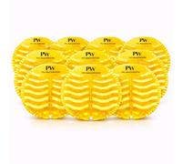 PROWASHROOM Urinal Mats Pack of 10 - Anti-Splash Urinal Screens - 30 Day Odour Control - Flexible Non-Slip - Includes 2 Disposable Gloves - Individully Wrapped 165mm Diameter (Yellow Citrus)