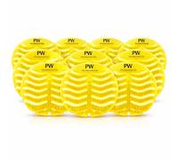 PROWASHROOM Urinal Mats Pack of 10 - Anti-Splash Urinal Screens - 30 Day Odour Control - Non-Slip - Includes 2 Disposable Gloves per Mat - Individually Wrapped 150mm Diameter (Citrus Yellow)