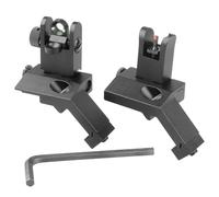 ProWildGear Aluminum Alloy 45 Degree Angled BUIS Front and Rear Flip Up Rapid Transition Backup Iron Sight (Black with fiber optic)
