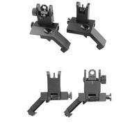 ProWildGear Aluminum Alloy 45 Degree Angled BUIS Front and Rear Flip Up Rapid Transition Backup Iron Sight (Black)