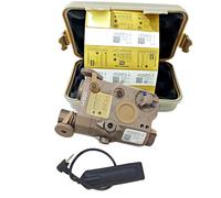 ProWildGear PEQ-15 Style Battery Case Box Sight + LED Flashlight BK/DE For AEG GBB CQB (DE/green dot)