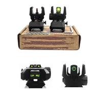 ProWildGear Tactical Nylon Fold Out Red And Green Fibre Front And Rear Sight, Adjustable Without Tool Backup Sight Set for 20mm Picatinny Rails
