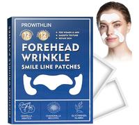 prowithlin 12pcs Forehead Wrinkle Patches & 12 Pairs Anti-Wrinkle Patches for Smile Lines - Smooth Fine Lines & Wrinkles, Vegan, Cruelty-Free (1 count (Pack of 12))