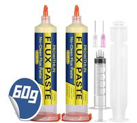 prowithlin Solder Flux, 60 ml, 2pack Soldering Flux with 2 Needles, 1 Pusher, 1 Syringe - 60 g No Clean Flux Soldering Paste for BGA/IC/CPU/PCB/SMD Repair and DIY Projects