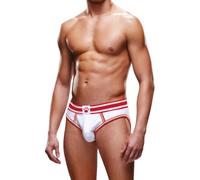Prowler Backless Brief Open Back Men’s Underwear, L, White Red