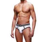 Prowler Backless Brief Open Back Men’s Underwear, XS, White Black