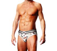 Prowler Leather Pride Print Brief White & Black, XS