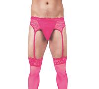 Prowler Mens Lace Garter Set Pink, S