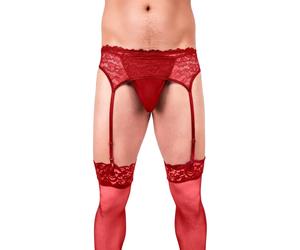 Prowler Mens Lace Garter Set Red, M