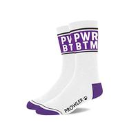 Prowler Power Bottom Socks - White Cotton Blend Statement Socks with Purple Accents | Fun Kinky Men’s Socks, UK Size 6-11