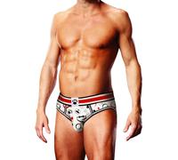 Prowler Puppie Print Backless Brief White Red, XXL