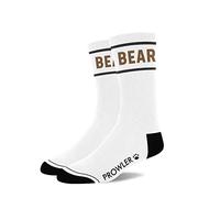 Prowler RED Bear Socks - White Cotton Blend Men’s Crew Socks with Bold Bear Band, Black Stripes & Paw Logo | UK Size 6-11
