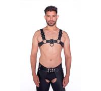 Prowler RED Bull Harness - Black Leather Chest Harness with Metal Fittings, Adjustable Straps, Bold Fetish Wear (Medium 38-40 UK Chest)