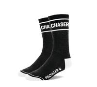 Prowler RED Chaser Socks - Black Crew Socks with White Accents | Fun Novelty Gay Pride Socks for Men | Comfortable Cotton Blend Paw Print Logo