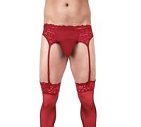 Prowler Red Lace Garter Set - Men’s Delicate Lingerie with Adjustable Straps for Elegant Seduction (Small (36" - 38", 91cm - 96cm))