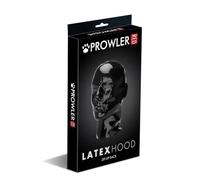 Prowler Red Latex Hood | Classic Black Fetish Latex Mask for Roleplay, Bondage & Sensory Deprivation | Premium Rubber Hood with Eye & Mouth Openings, Zip Closure & Second-Skin Fit for BDSM Play