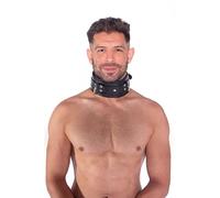 Prowler RED Leather Lockable Collar | Premium Bondage Collar with D-Rings | Adjustable BDSM Neck Restraint for Submissive Play (LXL: 17-19inch)