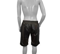 Prowler RED Leather Long Sports Shorts - Men’s Fetishwear with Elastic Waistband & Front Pockets | Sporty Stylish Leather Shorts (Black, UK Waist 34"/36")