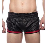Prowler RED Leather Sports Shorts Black/Red Large - Large - UK Waist 32" - 34" RED Range of Leather