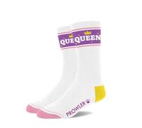 Prowler RED Queen Socks - Bold White Cotton Blend Statement Socks with Black Accents | Fun Men’s Socks UK Size 6-11
