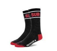 Prowler RED Sub Socks - Black Crew Socks with Red Accents & Statement Band | Comfortable Cotton Blend, UK Size 6-11